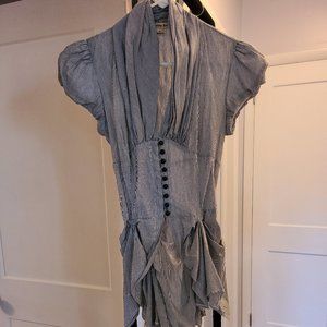 Double Zero Button Front Tie Waist Tunic Size M